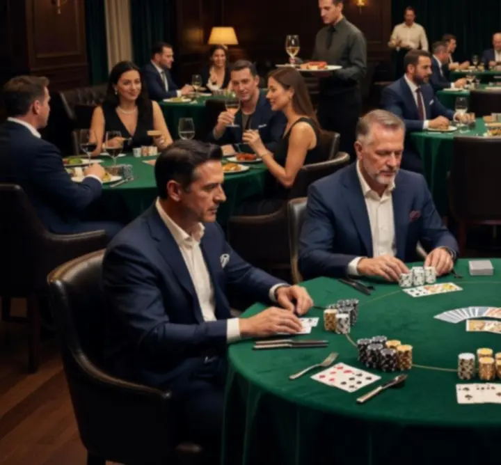 Wnętrze restauracji z wieczorem pokerowym