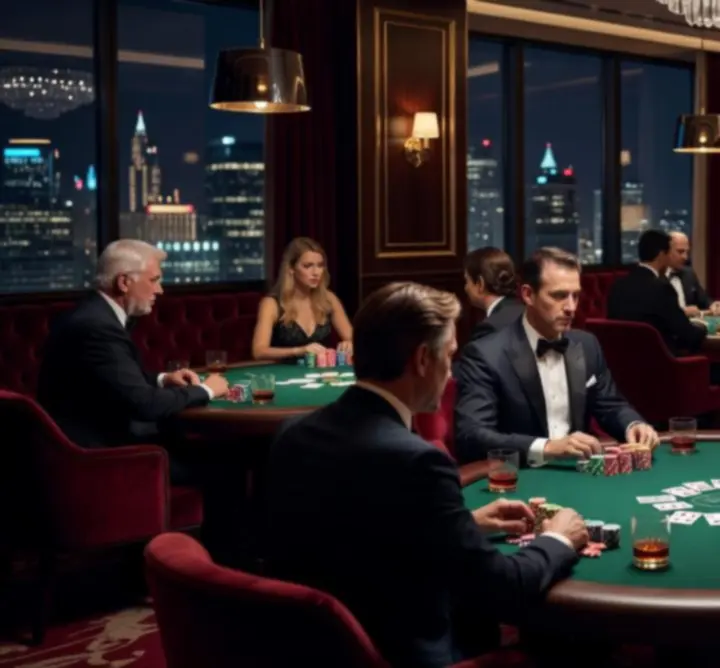 Premierowy wieczór turnieju pokerowego w eleganckiej restauracji